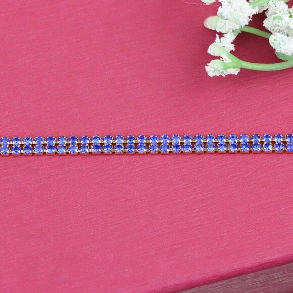 Rose Gold Bracelet with Blue Stones, XPBL0684 - Picture 12 of 12